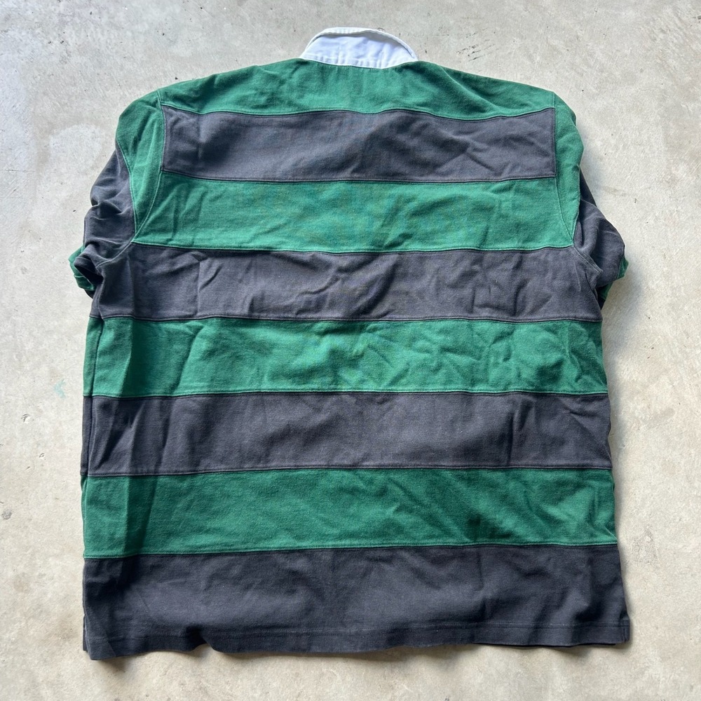 Polo Sport Ralph Lauren Rugby Shirt XXL Green Navy Blue Striped Vintage 90s - Picture 5 of 5